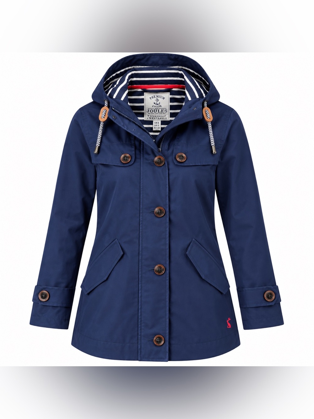 Joules Navy Hooded Utility Jacket with Striped Lining